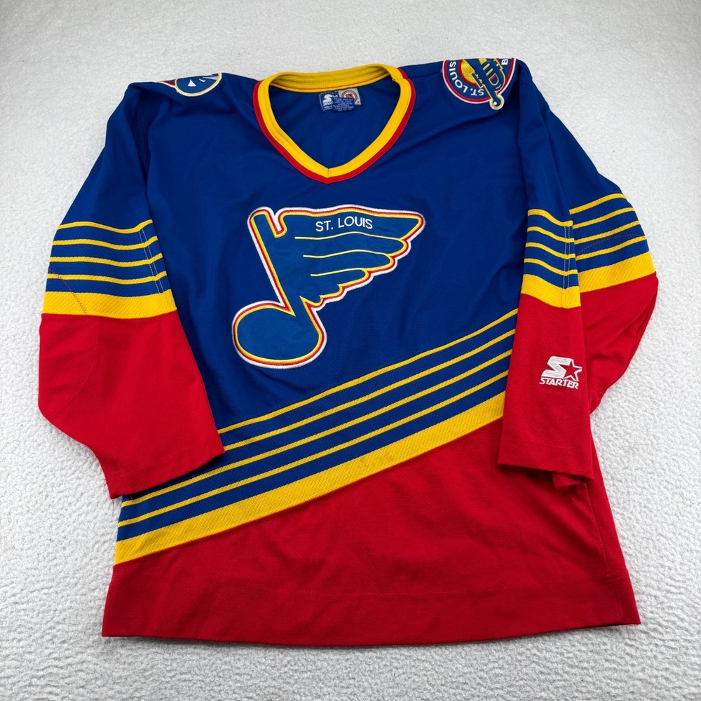 Vintage Starter St. Louis Blues Blank Jersey Mens XL Blue Stitched Hockey Jersey